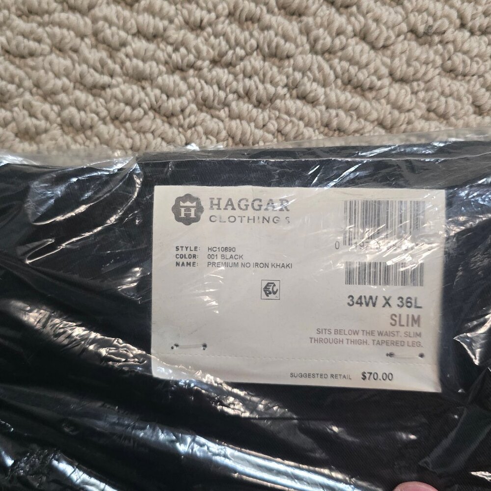 Haggar Flat Front Slim Fit Khaki, Navy 34w x 36l - Picture 3 of 3
